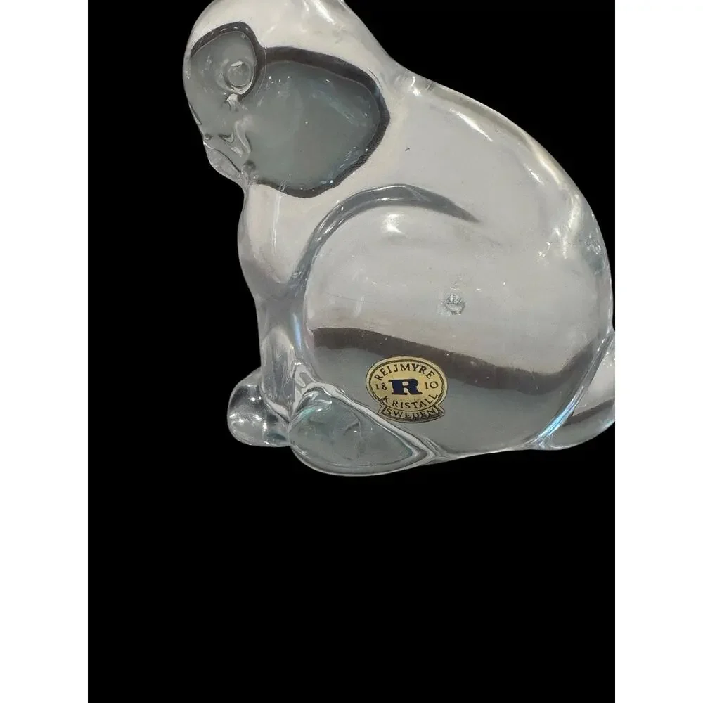Reijmyre Sweden Crystal Long Ear Bunny Rabbit w/ Label Paperweight